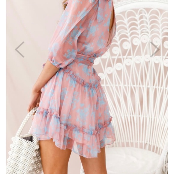 Bow-Peep 3/4 Sleeve Bow Detail Dress Rose - Picture 2 of 5